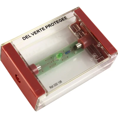 000108 groene LED op transparant kastje