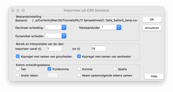 Menu importeren CSV